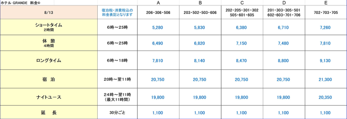 GRANDE夏期特別料金C