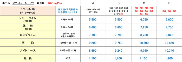 JOYJOY+夏期特別料金B